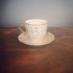 White & Gold Teacup & Saucer - Image 3