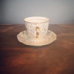 White & Gold Teacup & Saucer - Image 2