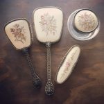Vintage Embroidered Dressing Table Set