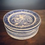 Antique Willow Pattern Dinner Plates (Medium) - Image 2