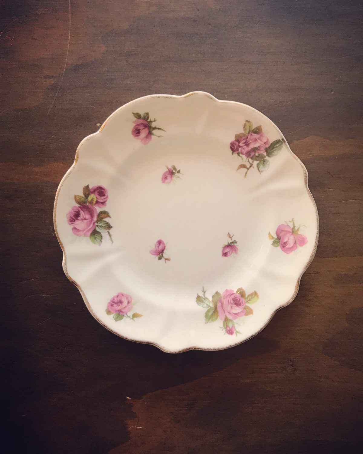 Vintage Pink Floral Plate Maggie Rose